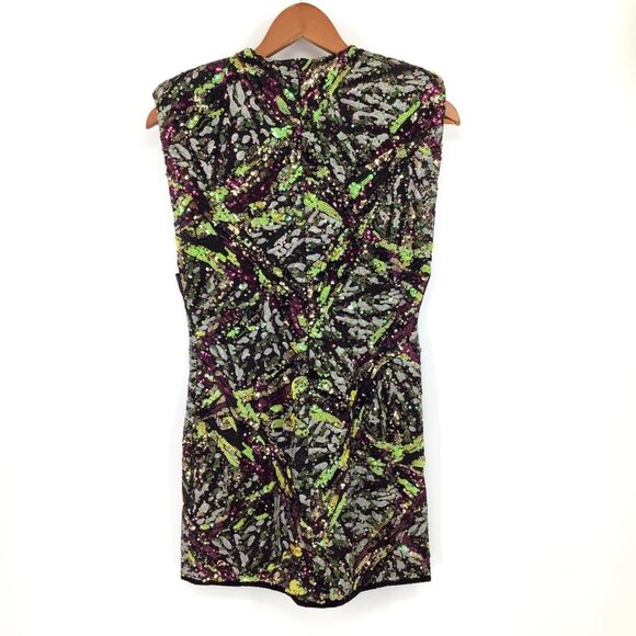 Zara Sequined Medium Mini Dress With V-Neckline Sleeveless Design Cocktail Party - Picture 6 of 8